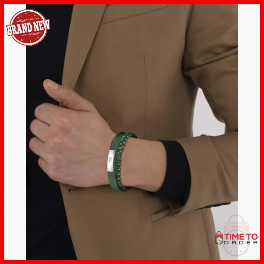 Leather Wrap Bracelet with Magnetic Clasp, Multi-Textured Design for Men